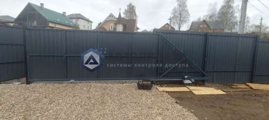 Откатные ворота с автоматикой NICE RD400, въезд на к частному дому
